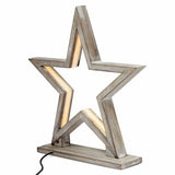33cm Bamboo Star LED Table Lamp Light Modern Bedside - Antique Timber - Top-Down View