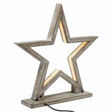 33cm Bamboo Star LED Table Lamp Light Modern Bedside - Antique Timber - 45-Degree Angle