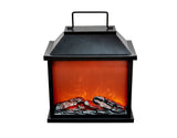 31.5cm LED Fireplace Metal/Glass Lantern Home Decor (Battery Operated) - Large - Side View
