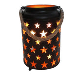 20cm Starry LED Lantern Light with Rope Handle Star Bedside Table Desk Lamp - Front View