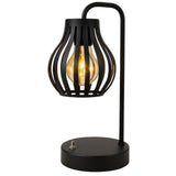 Modern Black Metal Tulip Style LED Lantern Table Desk Lamp ??Battery Operated Decorative Light