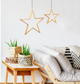 Ceiling Bamboo Star LED Hanging Lamp Natural Home Decor Lighting Pendant - Natural - Side View