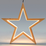 Ceiling Bamboo Star LED Hanging Lamp Natural Home Decor Lighting Pendant - Natural - 45-Degree Angle