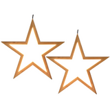 2x Large Bamboo Star LED Hanging Lamp Light Home Decor Lighting  - Natural - Front View