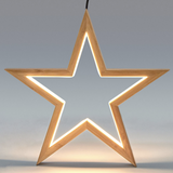 2x Large Bamboo Star LED Hanging Lamp Light Home Decor Lighting  - Natural - Top-Down View