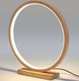 Bamboo Single Ring LED Lamp Light Modern Scandi Minimalistic - Natural - Side View