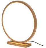 Bamboo Single Ring LED Lamp Light Modern Scandi Minimalistic - Natural - Rear View