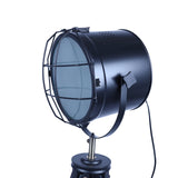 158cm Nautical Tripod Floor Lamp w Matte Black Lamp Head Searchlight Spot Light - Side View