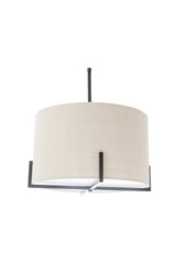 Scandinavian Minimalist Metal Pendant Light with Linen Shade - Matte Black