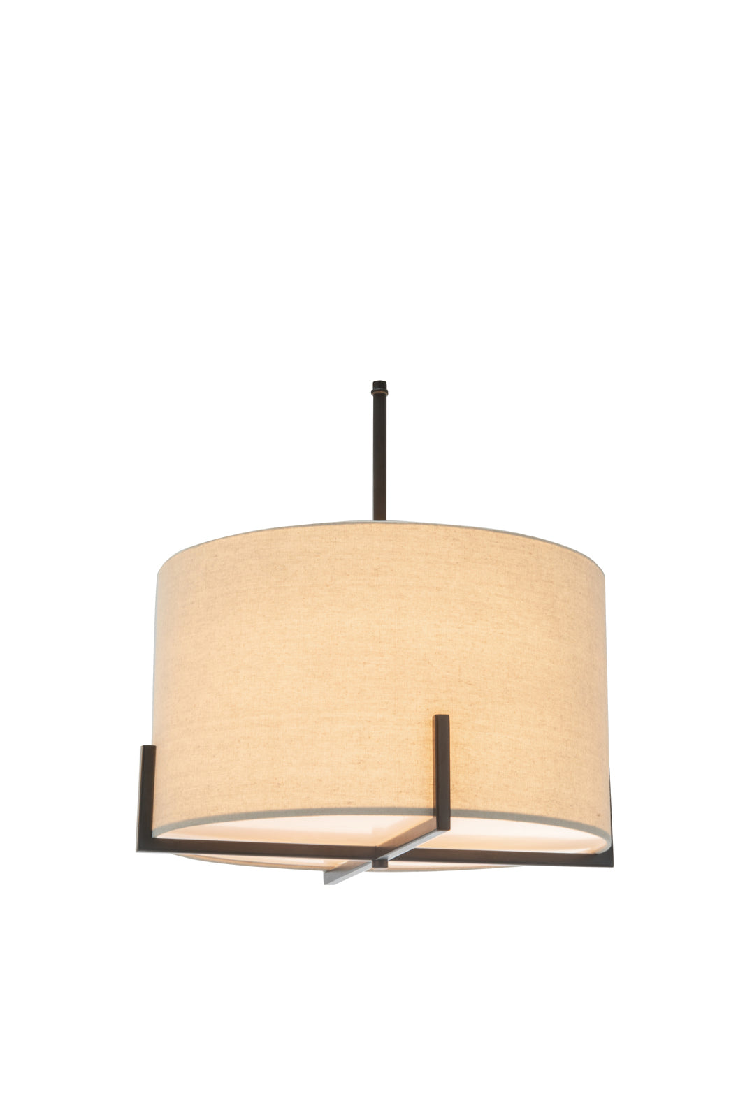 Scandinavian Minimalist Metal Pendant Light with Linen Shade - Matte Black