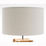 Eiffel 3 Tier Natural Wood Floor Lamp w/ Storage Shelves + Off White Linen Shade