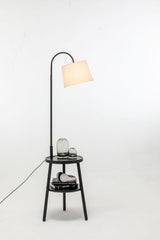 Naples Tripod Floor Lamp Shelf Storage Drawer Bed Side Table Light w/ USB Charger - Side View