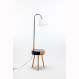 Florence Tripod Lamp Shelf Storage Drawer Bed Side Table Light w/ USB Charger - Side View