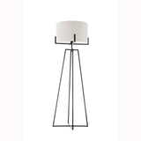 Modern Dimmable Floor Lamp + Table Desk Lamp w/ Linen Shade Scandi - Matte Black - Side View