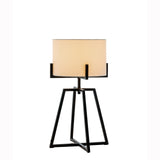Modern Dimmable Floor Lamp + Table Desk Lamp w/ Linen Shade Scandi - Matte Black - Low Angle