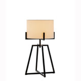 Modern Scandi Metal Dimmable Table Desk Lamp Light w/ Linen Shade - Matte Black - Side View