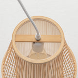 Natural Woven Bamboo Empire Pendant Lamp Hanging Light Bell Shade Boho Tropical - Rear View