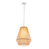 Natural Woven Bamboo Empire Pendant Lamp Hanging Light Bell Shade Boho Tropical - Close-Up Angle