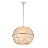 Natural Woven Bamboo Sphere Pendant Lamp Hanging Light Bell Shade Boho Tropical - Front View