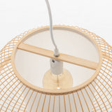 Natural Woven Bamboo Sphere Pendant Lamp Hanging Light Bell Shade Boho Tropical - Side View