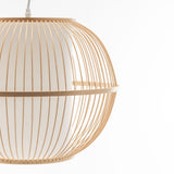 Natural Woven Bamboo Sphere Pendant Lamp Hanging Light Bell Shade Boho Tropical - Rear View