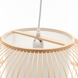Natural Woven Bamboo Sphere Pendant Lamp Hanging Light Bell Shade Boho Tropical - Close-Up Angle