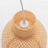 Natural Woven Bamboo Cone Pendant Lamp Hanging Light Bell Shade Boho Tropical - Top-Down View