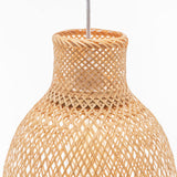 Natural Woven Bamboo Cone Pendant Lamp Hanging Light Bell Shade Boho Tropical - Rear View
