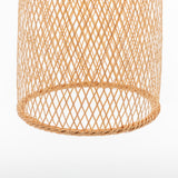 Natural Woven Bamboo Cone Pendant Lamp Hanging Light Bell Shade Boho Tropical - Close-Up Angle