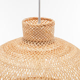 Natural Hand Woven Bamboo Dome Pendant Lamp Hanging Light Rattan Style - Top-Down View