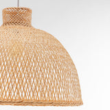 Natural Hand Woven Bamboo Dome Pendant Lamp Hanging Light Rattan Style - Rear View