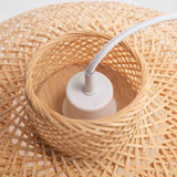 Natural Hand Woven Bamboo Dome Pendant Lamp Hanging Light Rattan Style - Close-Up Angle
