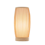 Natural Woven Bamboo Cylinder Table Lamp Light Shade Boho Tropical Coastal - Front View
