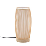 Natural Woven Bamboo Cylinder Table Lamp Light Shade Boho Tropical Coastal - Rear View