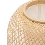 Natural Woven Bamboo Oval Table Lamp Light Shade Boho Tropical Coastal - Side View