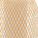 Natural Woven Bamboo Oval Table Lamp Light Shade Boho Tropical Coastal - Top-Down View