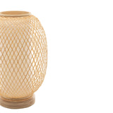 Natural Woven Bamboo Oval Table Lamp Light Shade Boho Tropical Coastal - 45-Degree Angle