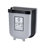 9L Kitchen Wall Mounted Foldable Waste Bin Hanging Trash Can Collapsible - Brown - Front View