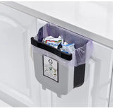 9L Kitchen Wall Mounted Foldable Waste Bin Hanging Trash Can Collapsible - Brown - Top-Down View