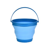 7 Litre Foldable Collapsible Silicone Bucket for Home/Hiking/Camping/Fishing - Blue - Front View