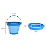 7 Litre Foldable Collapsible Silicone Bucket for Home/Hiking/Camping/Fishing - Blue - Side View