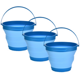 3x 7L Foldable Collapsible Silicone Bucket for Home/Hiking/Camping/Fishing -Blue - Front View
