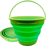 7 Litre Foldable Collapsible Silicone Bucket for Home/Hiking/Camping/Fishing - Green - Front View