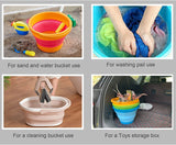 7 Litre Foldable Collapsible Silicone Bucket for Home/Hiking/Camping/Fishing - Green - 45-Degree Angle
