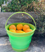 7 Litre Foldable Collapsible Silicone Bucket for Home/Hiking/Camping/Fishing - Green - Rear View