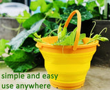 7 Litre Foldable Collapsible Silicone Bucket for Home/Hiking/Camping/Fishing - Green - Low Angle