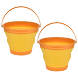 2x 7L Foldable Collapsible Silicone Bucket for Hiking/Camping/Fishing - Orange - Front View
