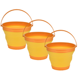 3x 7L Foldable Collapsible Silicone Bucket for Hiking/Camping/Fishing - Orange - Front View