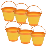 6x 7L Foldable Collapsible Silicone Bucket for Hiking/Camping/Fishing - Orange - Front View