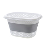 28L Foldable Laundry Washing Basket with Handle Collapsible - Grey/White - Front View